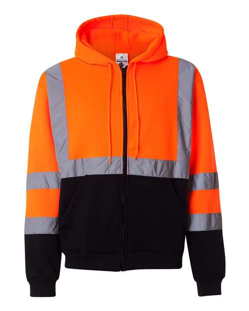 Unisex Hi-Vis Full-Zip Hooded Sweatshirt