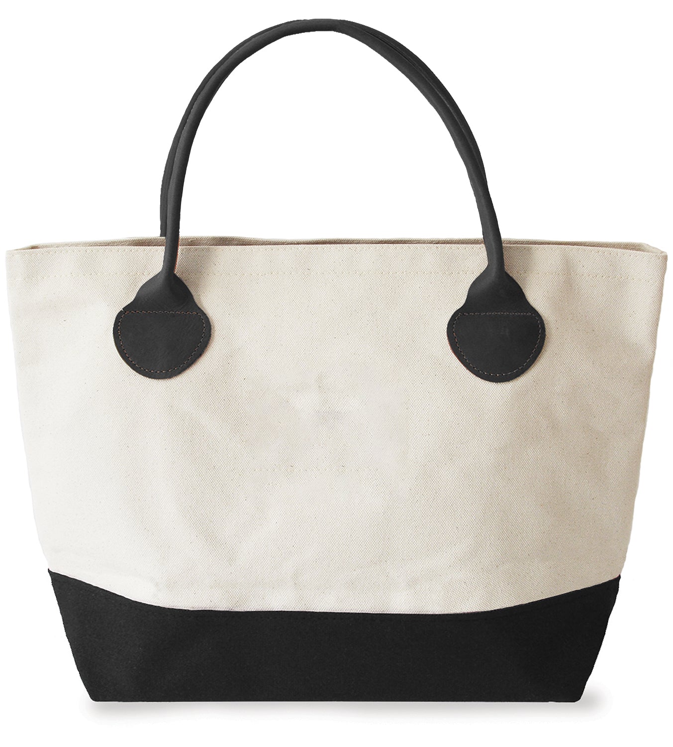 Two-Tone Canvas Tote Bag with Leather Handle