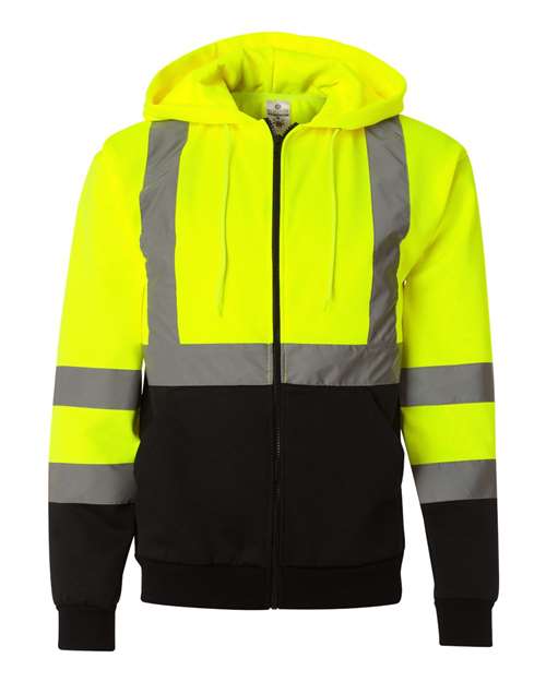 Unisex Hi-Vis Full-Zip Hooded Sweatshirt