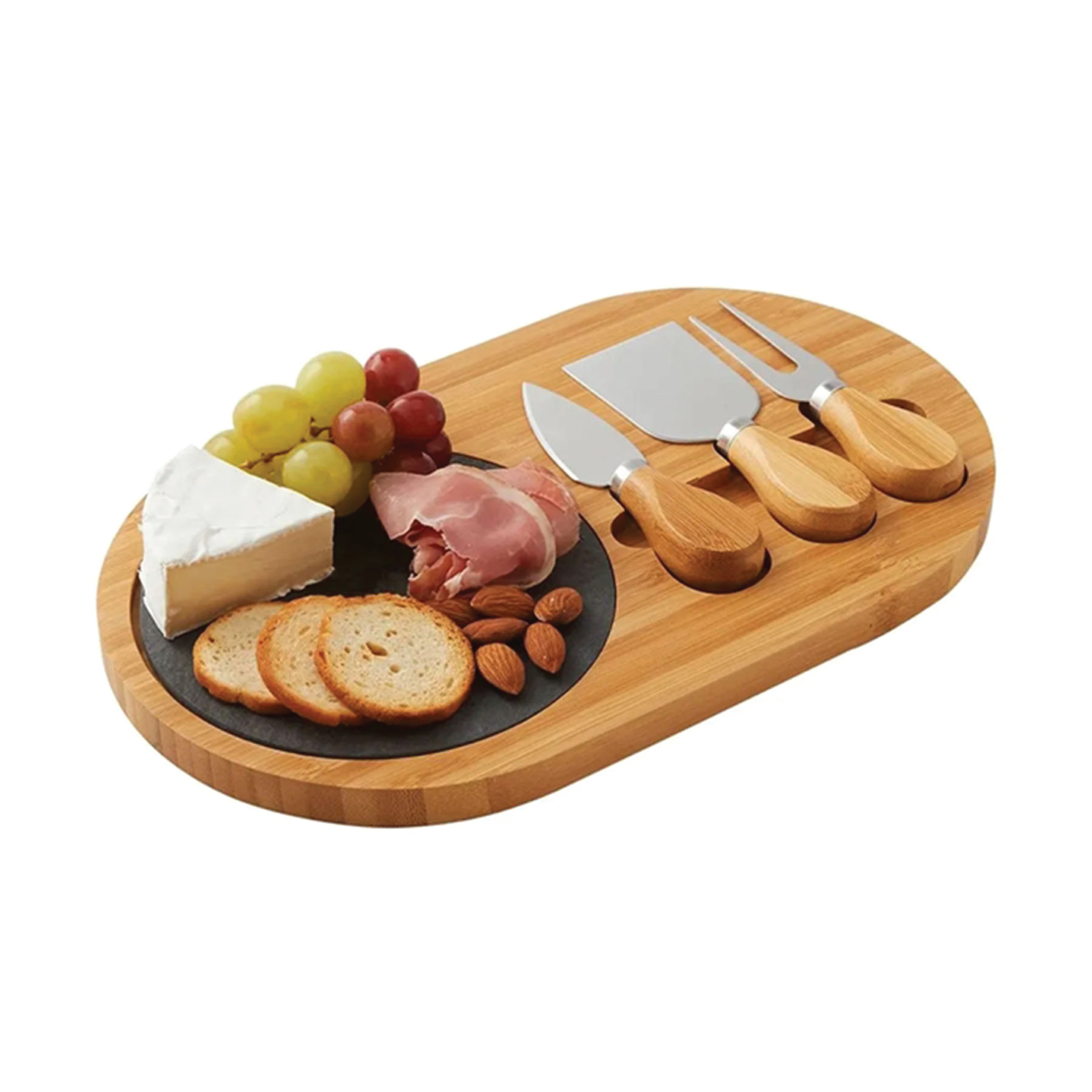 4-Piece Oval Slate Cheese Board Set