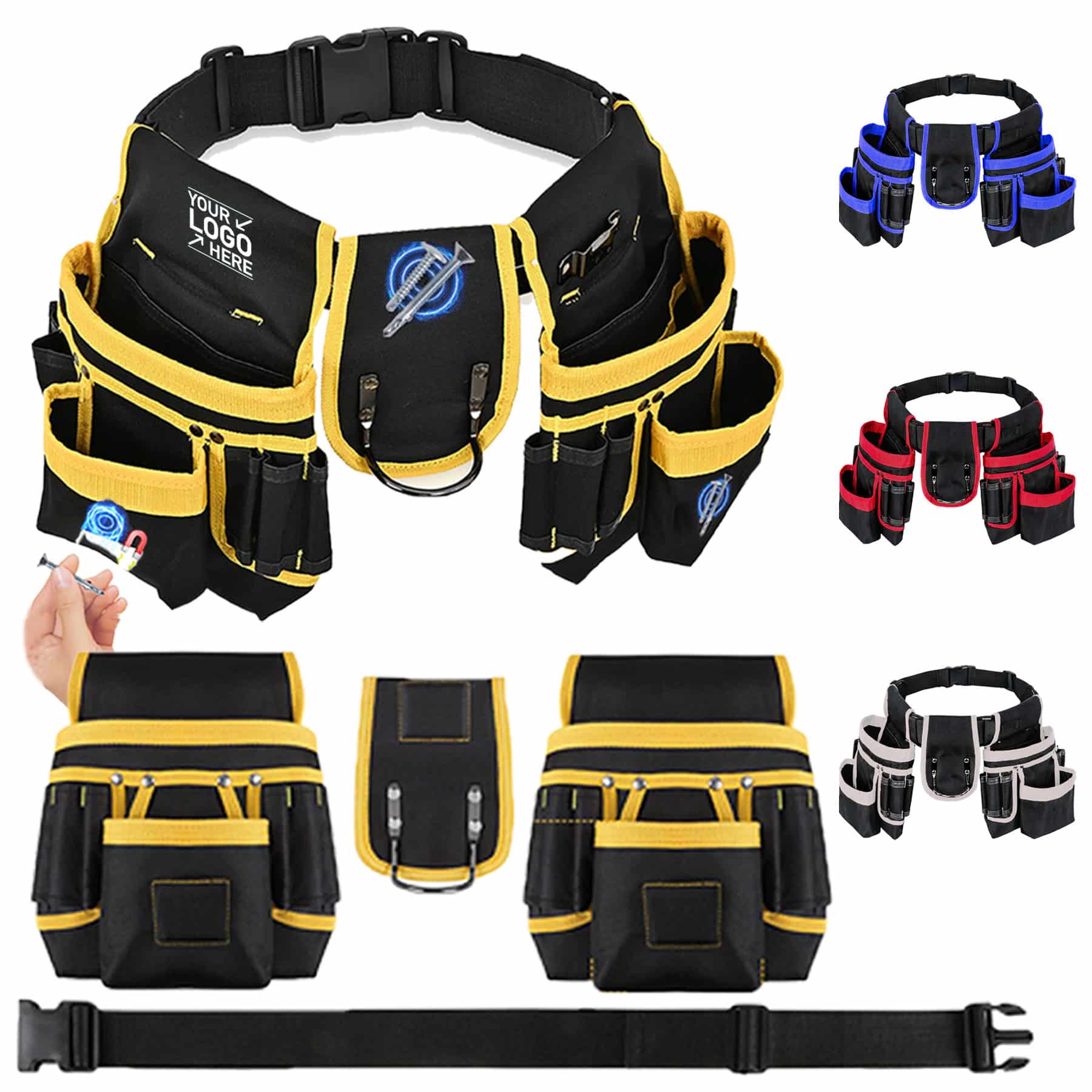 Heavy-duty Adjustable Detachable Magnetic Tool Bag Tool Belt for Electricians and Carpenters