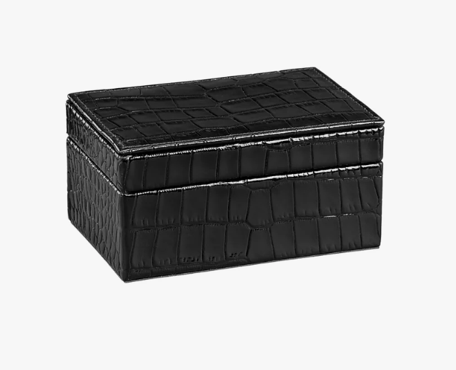 Small Box - Black Embossed Croc Leather
