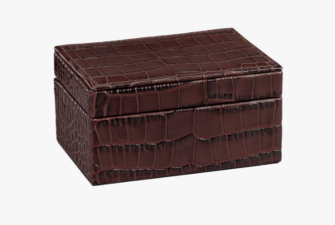Small Box - Black Embossed Croc Leather