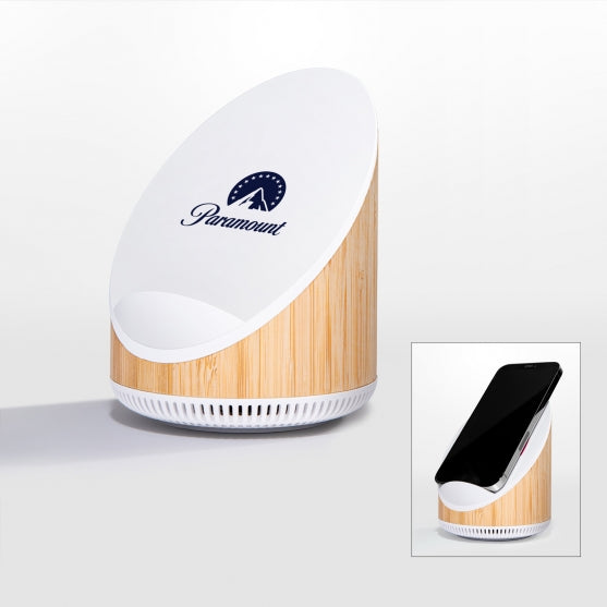 Bamboo 15W Qi Charging Wireless Speaker and Phone Stand